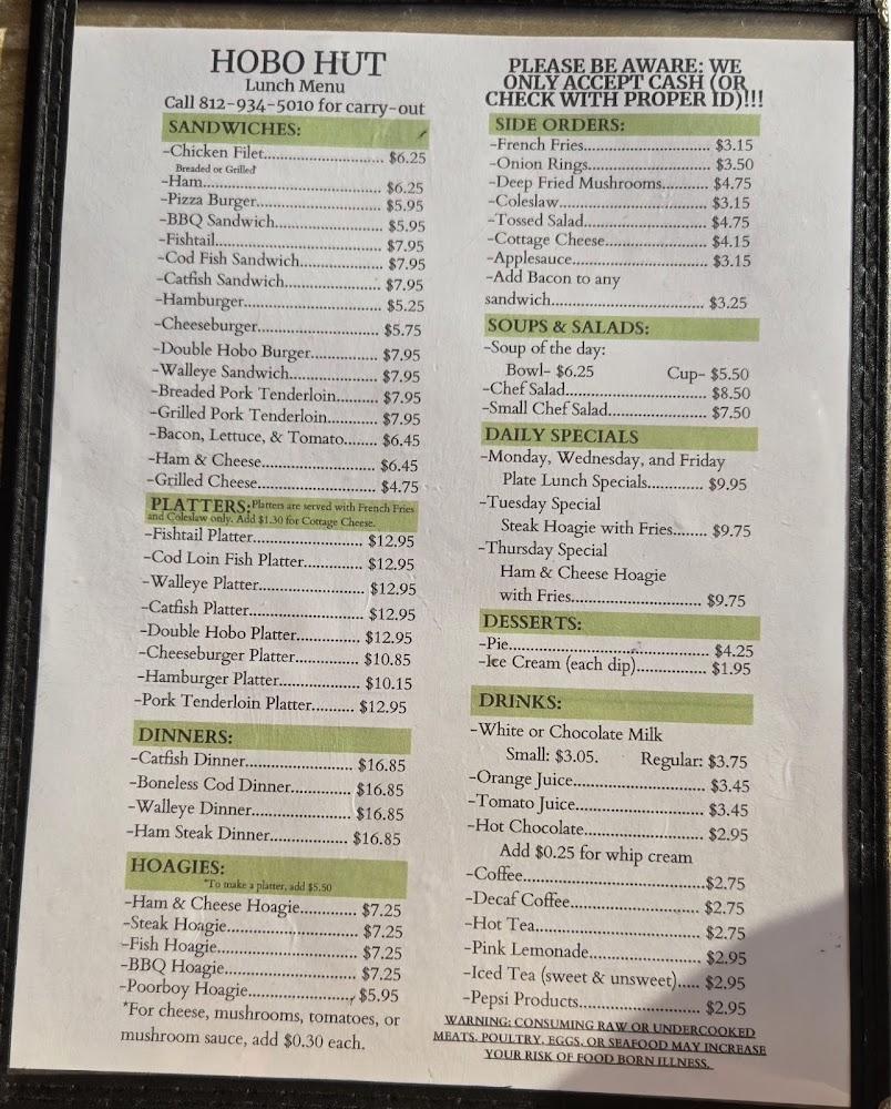 Hobo Hut Menu image 1